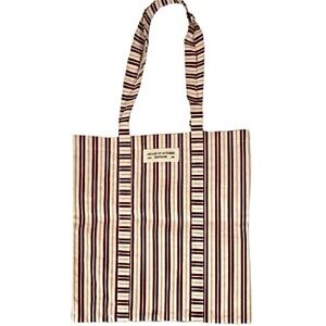 🆕- 🇫🇷 Sézane Striped Tote Bag Cotton Striped Cream and Brown Tote Bag